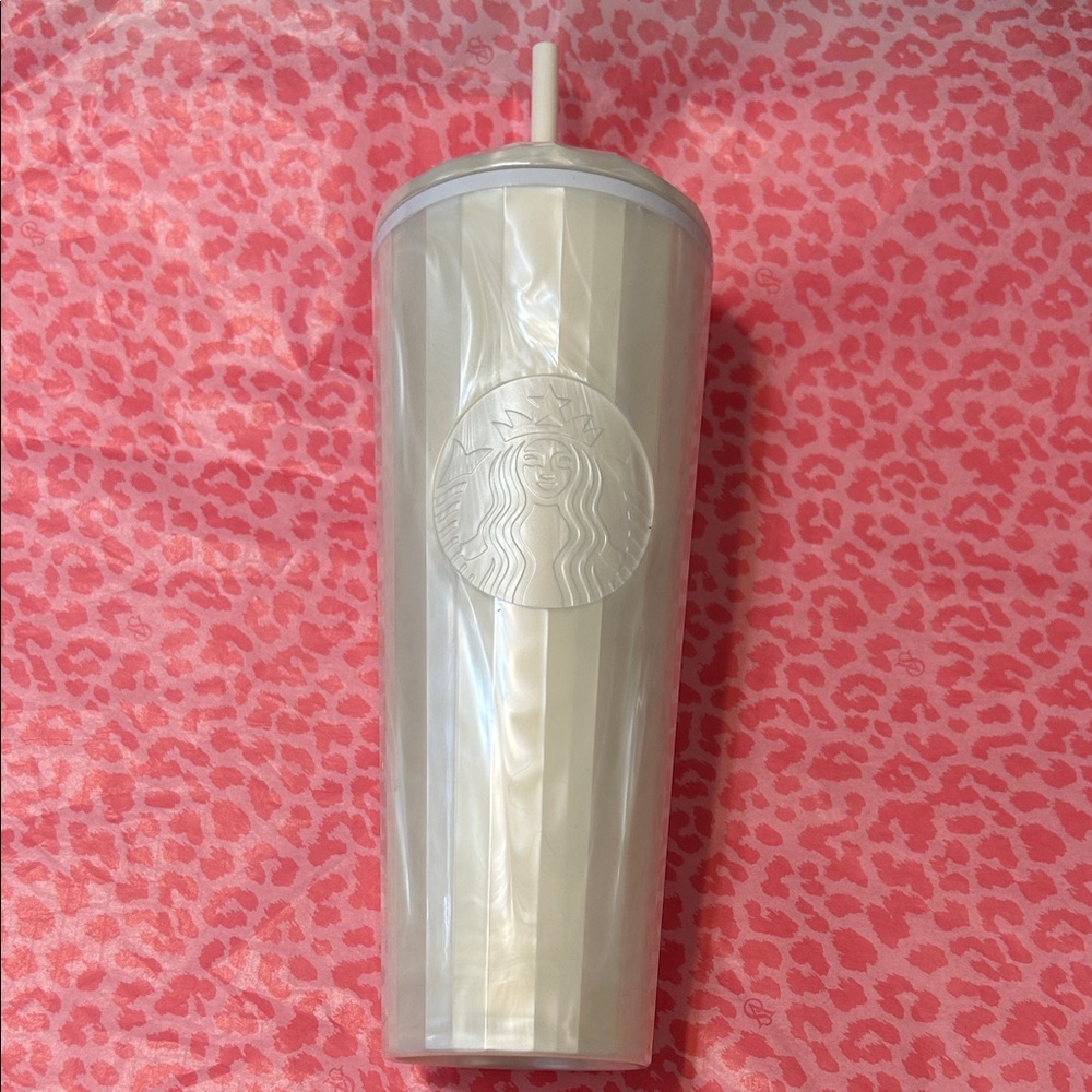 Starbucks Iridescent White Tumbler with Straw